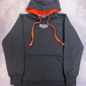 Rebel Vengeance Tapestry Back‎ Skeleton Napoleon Hoodie Black Orange Small